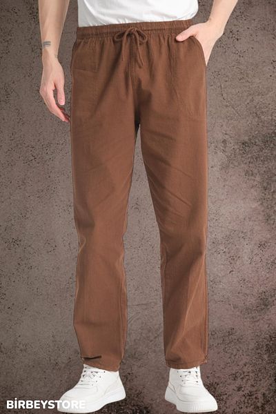 BİRBEYSTORE Καλοκαιρινό λινό παντελόνι - Unisex - Άνετο καναπέ με ελαστικό κάτω μέρος
