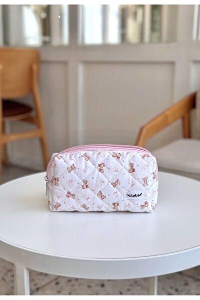 Batekso Pembe Ayıcık Desenli Kalem Çantası