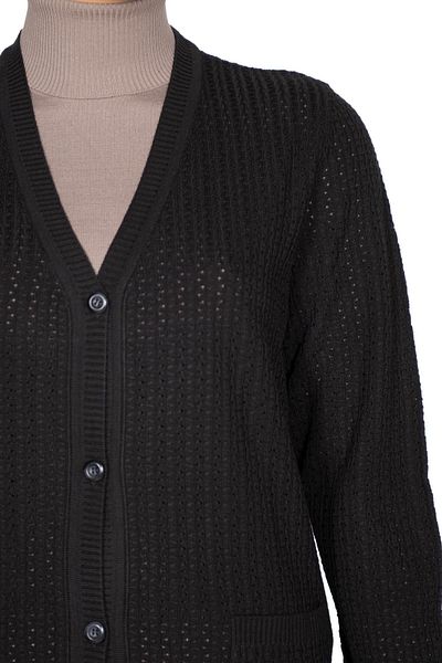 Hermevsim Hesna Women's Niran Knitwear Pocket Buttoned Black Cardigan Jacket