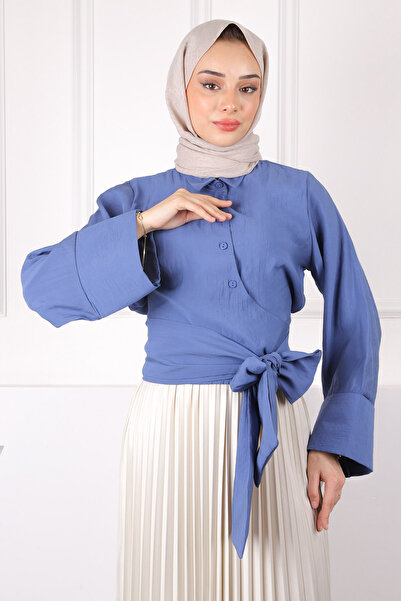 İmajButik Cămașă cu cravată în talie Indigo