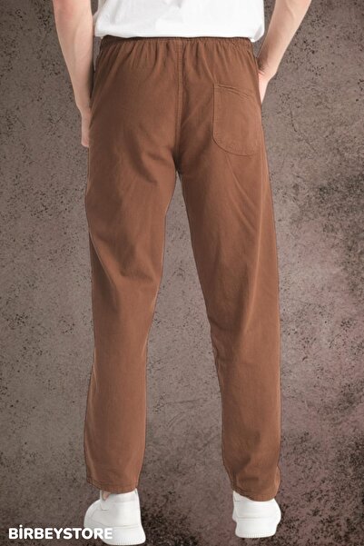 BİRBEYSTORE Yazlık Keten Pantolon Ham Bez Eşofman Beli Lastikli Unisex Rahat Kalıp Hambez Alt