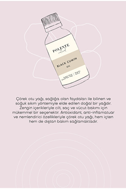 Polente Natural Çörek Otu Yağı - Soğuk Sıkım (50 ml)