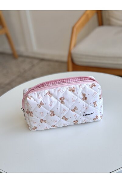 Batekso Pembe Ayıcık Desenli Kalem Çantası
