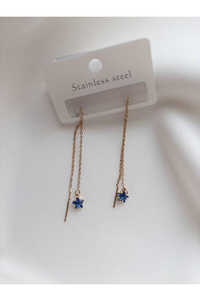 Minne Jewelry-Accessory Zincir Sallantılı Küpe - Boncuklu Renkli Sallantılı Küpe - Çelik Sallantılı Küpe