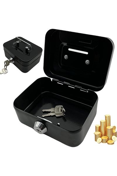 erorex Cash Boxes With Keys 4.5 Inch Iron Lockable Money Box With Coin Slot Safe And Sturdy Petty Cash Tin