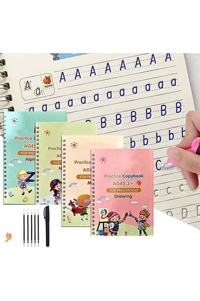 erorex Practice Copybook Reusable Calligraphy Set For Kids Number Math Drawing Alphabet Handwriting Book