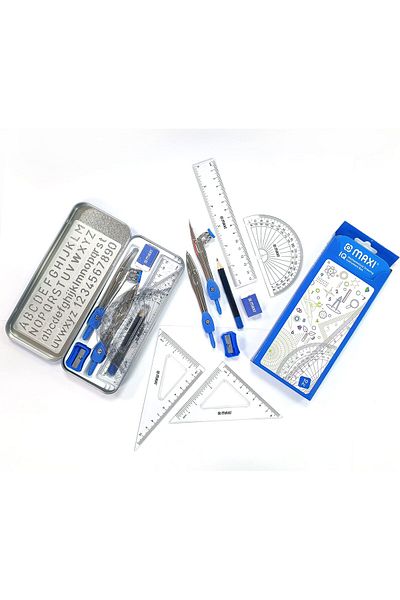 erorex Iq Metal Geometry Set Box Of 10Pc Blue