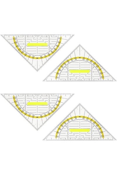 erorex 4Pcs Triangular Scale Ruler With Handle Transparent Geometric Mathematical Triangle Ruler For