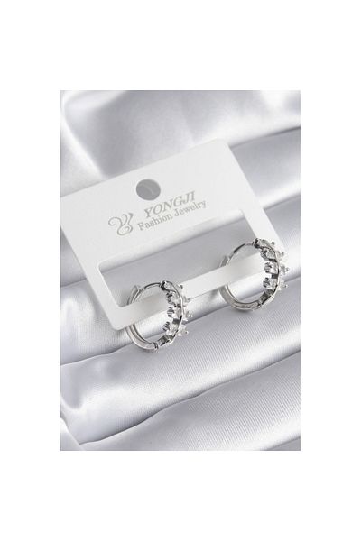Skygo Brass Silver Color Zircon Stone Women's Earrings - TJ-BKP8355