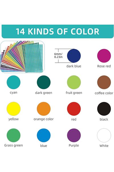 erorex 6300 Pieces Colored Dots 6 Mm Round Dot Stickers Colored Dots Stickers Color Coding Stickers Small