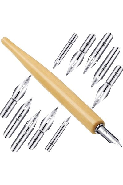 erorex 11 Pieces Comic Pen Nib Set G Pen Ink Nib Stainless Steel Drawing Comic Pen Nib Calligraphy Nibs