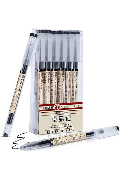 erorex Black Gel Ink Pens 12 Pieces 0.35Mm Extra Fine Point Quick Drying Ballpoint Pens Japanese Style Gel