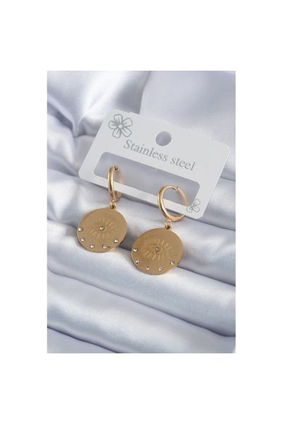 Skygo Gold Colored 316L Steel Zircon Stone Women's Earrings - TJ-BKP7985