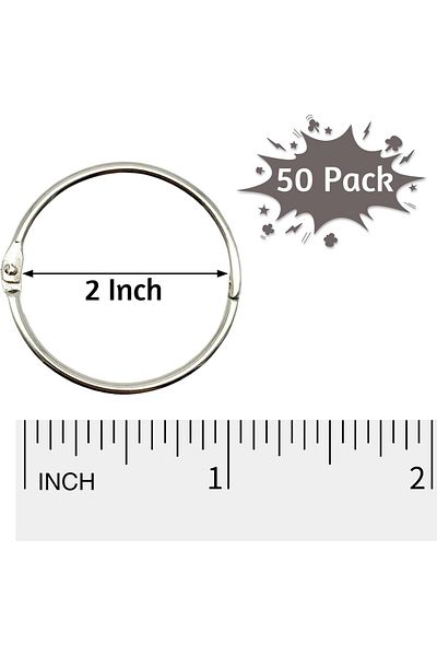 erorex 2 Inch 50 Pack Loose Leaf Binder Rings Nickel Plated Steel Binder Rings Keychain Key Rings Metal