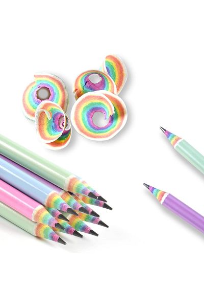 erorex 12Pcs Eco Friendly Wood And Plastic Free Rainbow Recycled Paper #2 Hb Pencils For School And Office