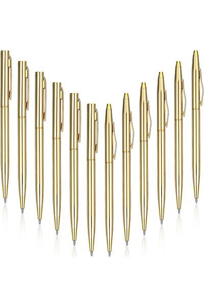 erorex Gold Pens Bulk Gold Metallic Pens Slim Ballpoint Pens Retractable Christmas Ballpoint Pen With