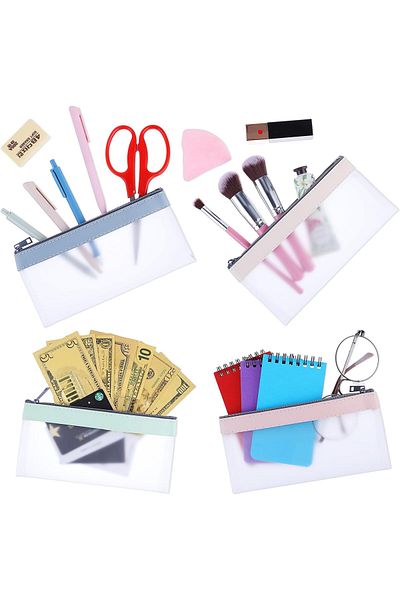 erorex 4 Pcs Money Bags With Zipper Clear Cash Envelopes Coin Purse Money Envelopes For Cash Saving For