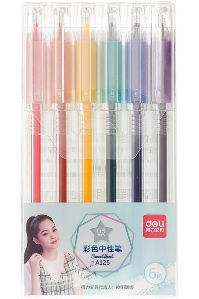 erorex Comfortable Grip Smooth Writing Gel Pen 6 Pieces Set 0.5 Mm Tip Size Assorted