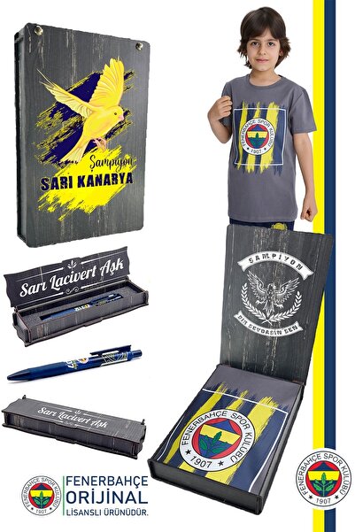 Fenerbahçe Orijinal Renkli Logo Sıfır Yaka Çocuk T-Shirt Uçlu Kalem Hediyelik...