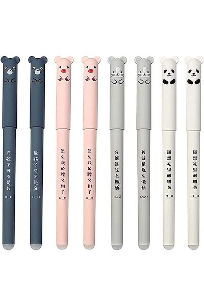 erorex 8 Pcs 0.35 Mm Erasable Pens Rub Out Pens Rollerball Pens Cartoon Animal Friction Pens For Student