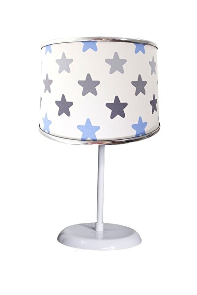 ONAY M Blue star fabric covered bedroom children's room and baby room table lamp