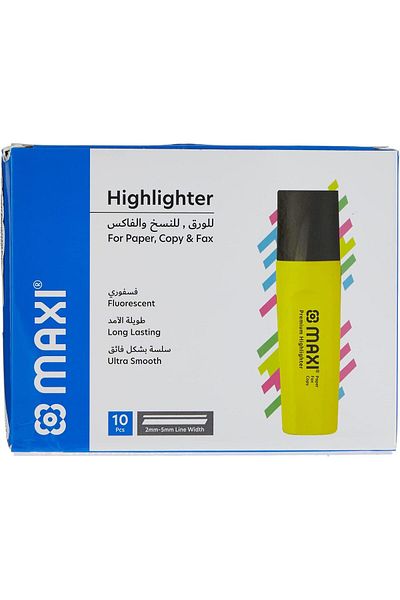 erorex Super Fluorescent Premium Highlighter Box Of 10Pc Yellow Ultra Smooth For Paper Copy And Fax 50Y