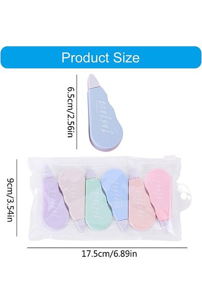 erorex 6 Pcs White Out Correction Tapes Colorful Portable Correction Tape Smooth Tape Output Not Easy To