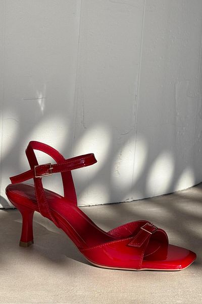 nope21shoess Pantofi cu toc din piele naturală roșu
