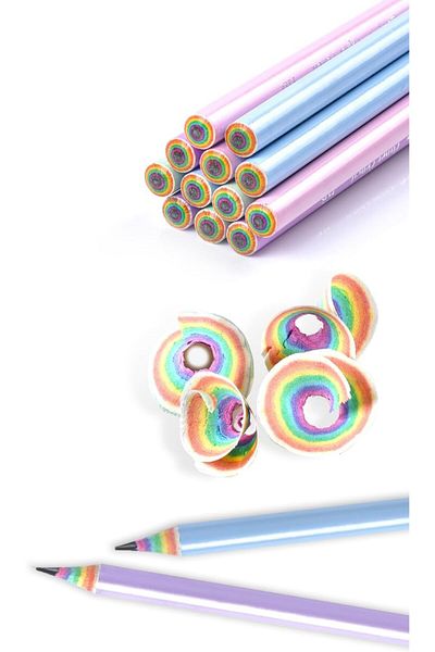 erorex 12Pcs Eco Friendly Wood And Plastic Free Rainbow Recycled Paper #2 Hb Pencils For School And Office