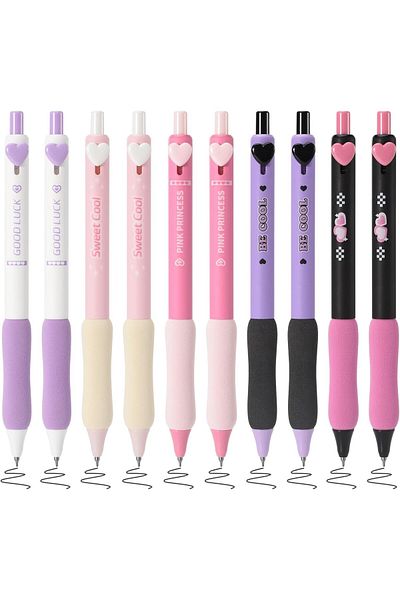 erorex 10Pcs Retractable Gel Pens 0.5 Fine Point Pen Black Ink Pens Journaling Gel Pens Smooth Writing