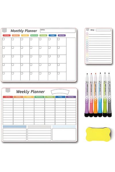 erorex Magnetic Dry Erase Calendar Whiteboard Set 3 Pack For Refrigerator Wall And Fridge Organization