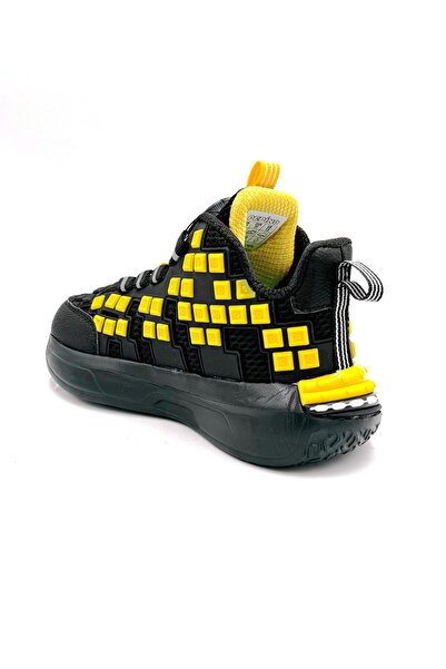 pepino 1974 Phlon Light Sole Automatic Lace-Up High Top Children's Sports Shoes Black Yellow