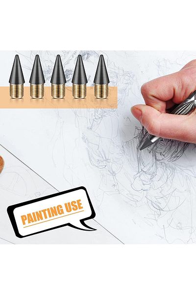erorex 24 قطعة من أقلام الرصاص القابلة للاستبدال من Everlasting Infinite Pencil القابلة للاستبدال ذات طرف الجرافيت المعدني