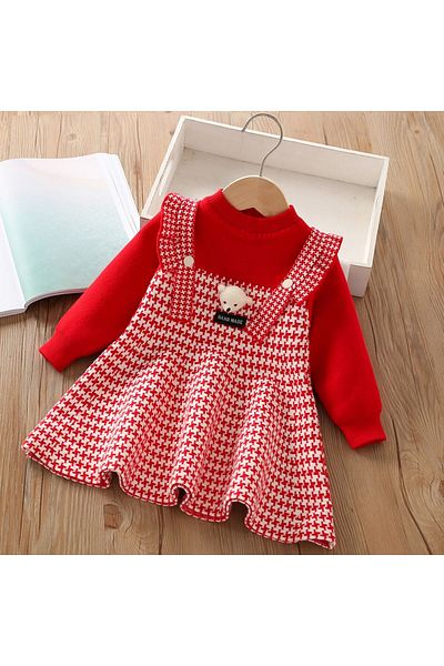 nannie Andra Red Girls Sarafan Dress - 3-4 years