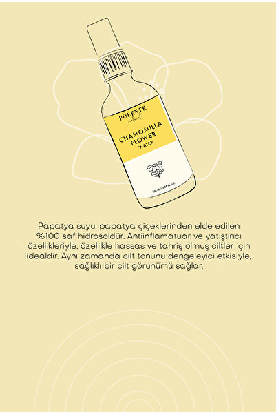 Polente Natural Papatya Suyu - %100 Saf Hidrosol (100 ml)