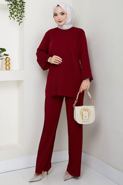 hafsamina Sandy Double Suit Claret Red HM2701 (Λίστα ηλεκτρονικού εμπορίου στα τουρκικά)