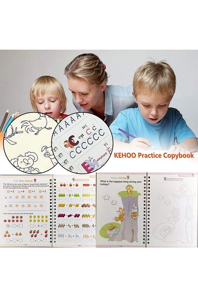 erorex Practice Copybook Reusable Calligraphy Set For Kids Number Math Drawing Alphabet Handwriting Book