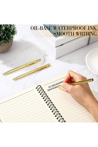 erorex Gold Pens Bulk Gold Metallic Pens Slim Ballpoint Pens Retractable Christmas Ballpoint Pen With