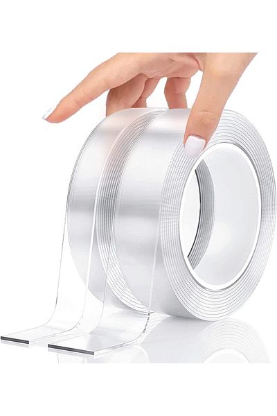 erorex 2 Pcs 5M Multipurpose Double Sided Adhesive Tape Set Adjustable Nano Mounting Tape Home Transparent