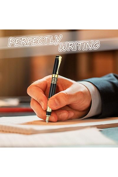 erorex Luxury Fountain Pen Set Metal Fountain Pen Medium Point With 2 Black Ink And Blue Ink Sac Business