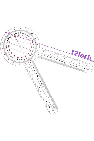 erorex Transparent Goniometer 12 Inch Orthopedic Angle Ruler Plastic Goniometer 360 Degree For Body