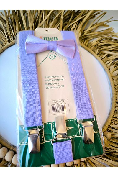 Monkabox Lilac Color Boy's Suspender Bow Tie Set