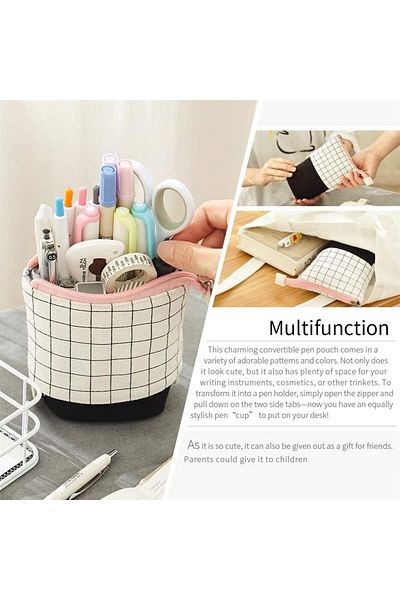 erorex Canvas Pencil Case Stationery Bag Pencil Case Big Capacity Pencil Pen Case Pouch Box Organizer