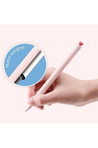 erorex Gel Pens Stationery Pack Of 2 Pieces Heart Pen Set With Extra 4 Black Refills 0.5Mm Fine Point