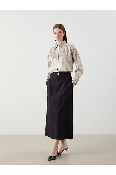 LC Waikiki Beli Belted Tight Fit Women's Skirt S5Ly52Z8Nvy