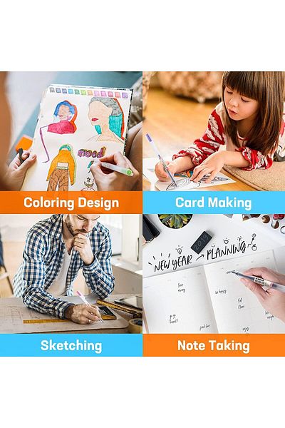erorex Gel Pens 12 Colors Ball Point Pens Fine Point 0.5 Mm Ink Pen Colorful Pens For Journaling Note