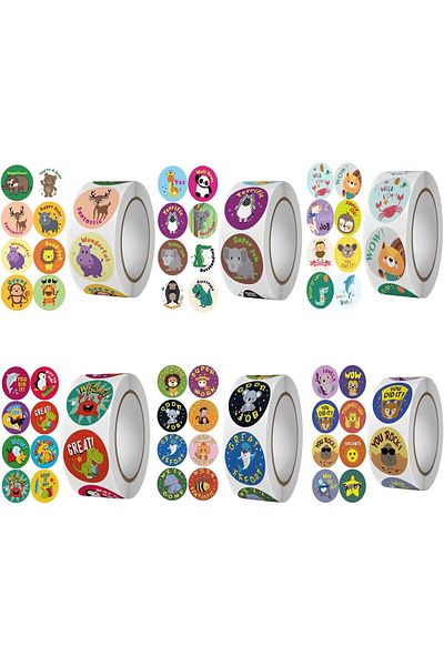 erorex 3000Pcs Reward Stickers Stickers For Kids Behavior Incentives 1 Inch Round Cartoon Animals