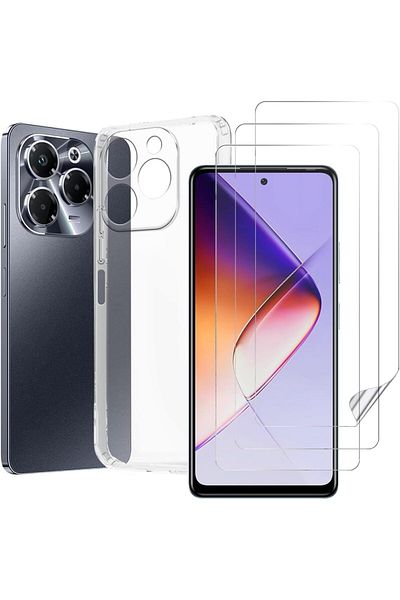 erorex 3 Pack For Infinix Note40X 5G Screen Protector With Clear Phone Case Hd Flexible Tpu Film Soft