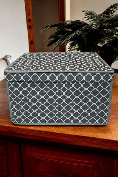 VAYBE Maxi Multi-Purpose Storage Box, Box Storage, Box, Organizer, Toy Box Gray Chain Pattern 40x50x30