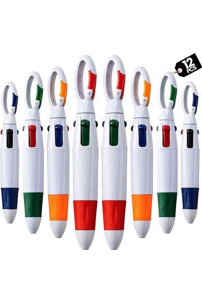 erorex Multicolor Ballpoint Pen 12 Pieces 4 Neon Color In One Ballpoint Pen With Buckle Clip On Top